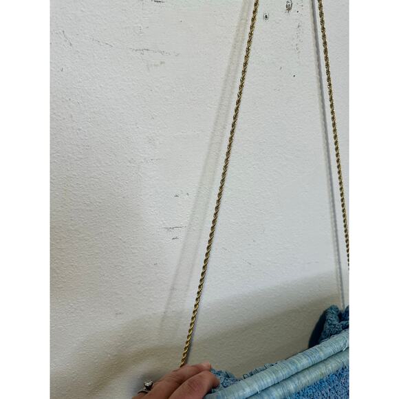 LOEFFLER RANDALL Light Blue Crochet Trudie Frame Gold Chain Clutch Purse Bag - Picture 14 of 16